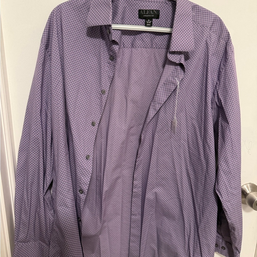 Alfani Lavender Geometric Button-Up Shirt